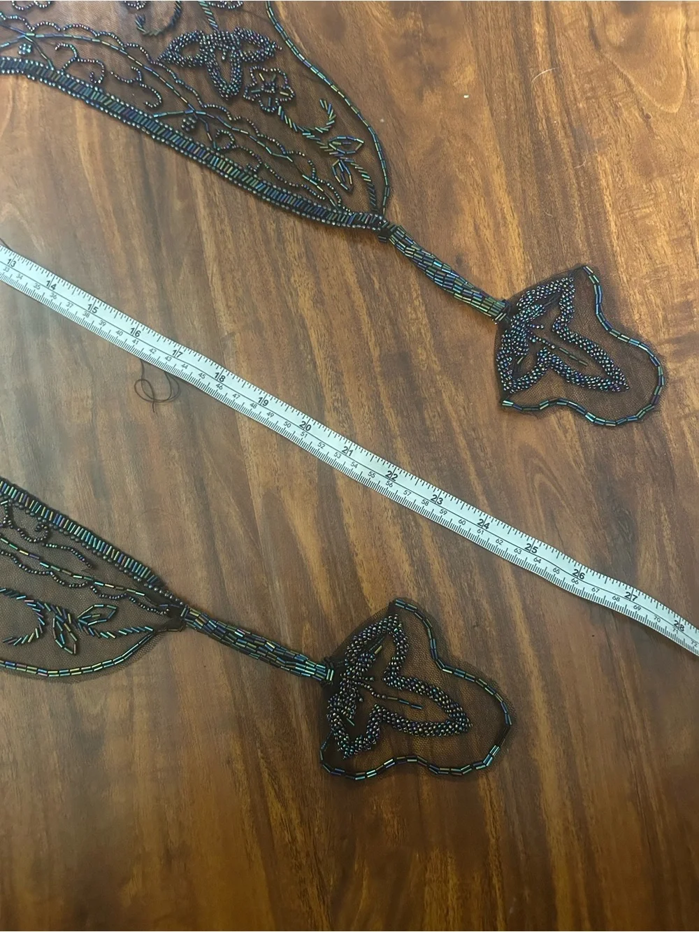 Vintage Iridescent Black Beaded Sheer Floral Scarf / Wrap / Cape Shoulder Cover